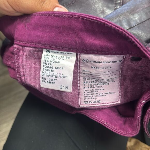 Adriano Goldschmied AG Wine Wax The Legging Ankle Super Skinny Jeans Size 31 🌺 - Picture 5 of 6